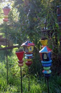 Windlicht Gartenstab Gartenkeramik Handarbeit Keramik Unikat